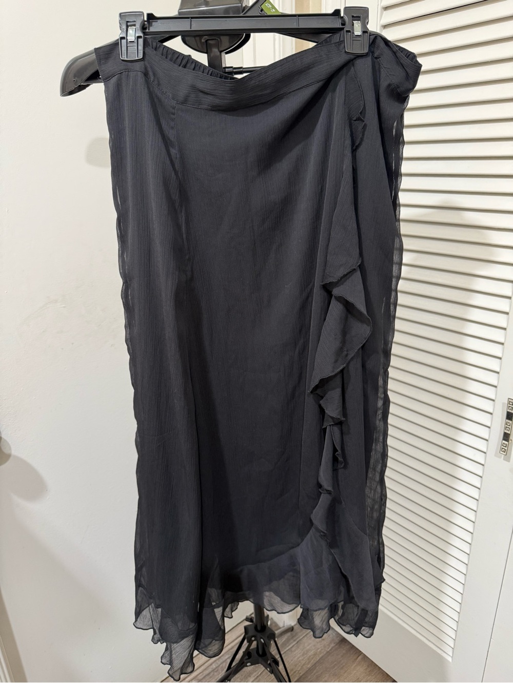 Old Navy Black Maxi Skirt with Ruffle Side Detail